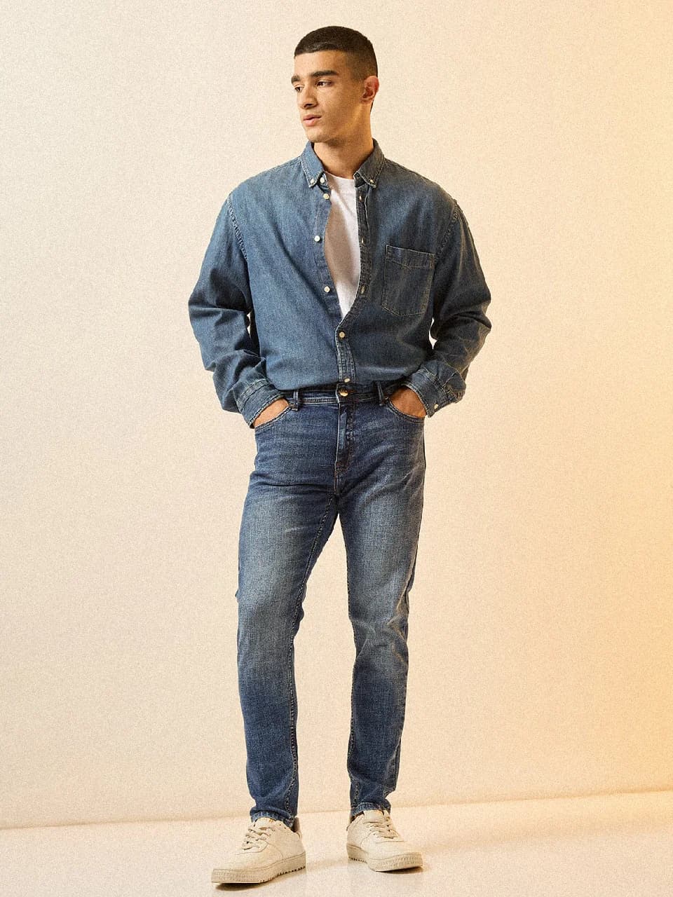 Men's Blue Casual Solid Skinny Fit Jeans