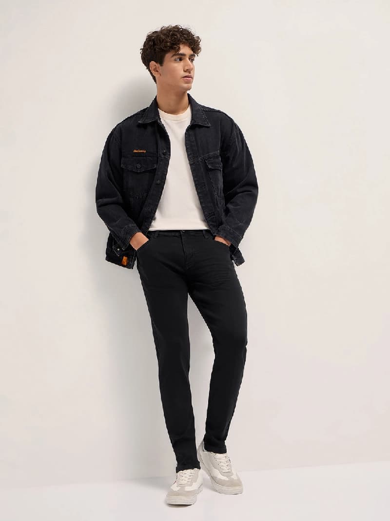 Men's Black Casual Solid Skinny Fit Jeans