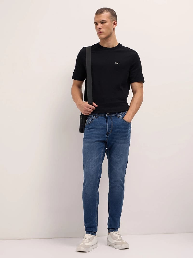 Men's Blue Casual Solid Skinny Fit Jeans
