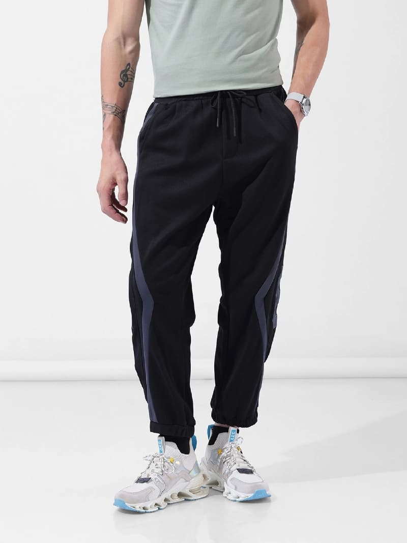 Men's Black Casual Solid Baggy Fit Jogger