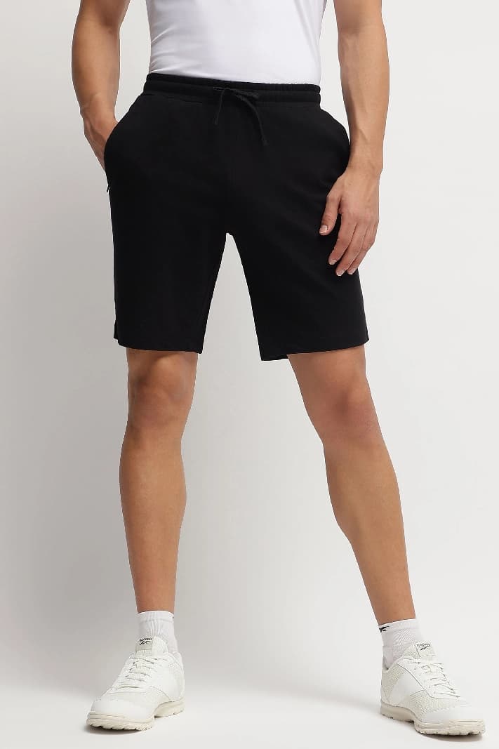 Men's Black Casual Solid Regular Fit Short