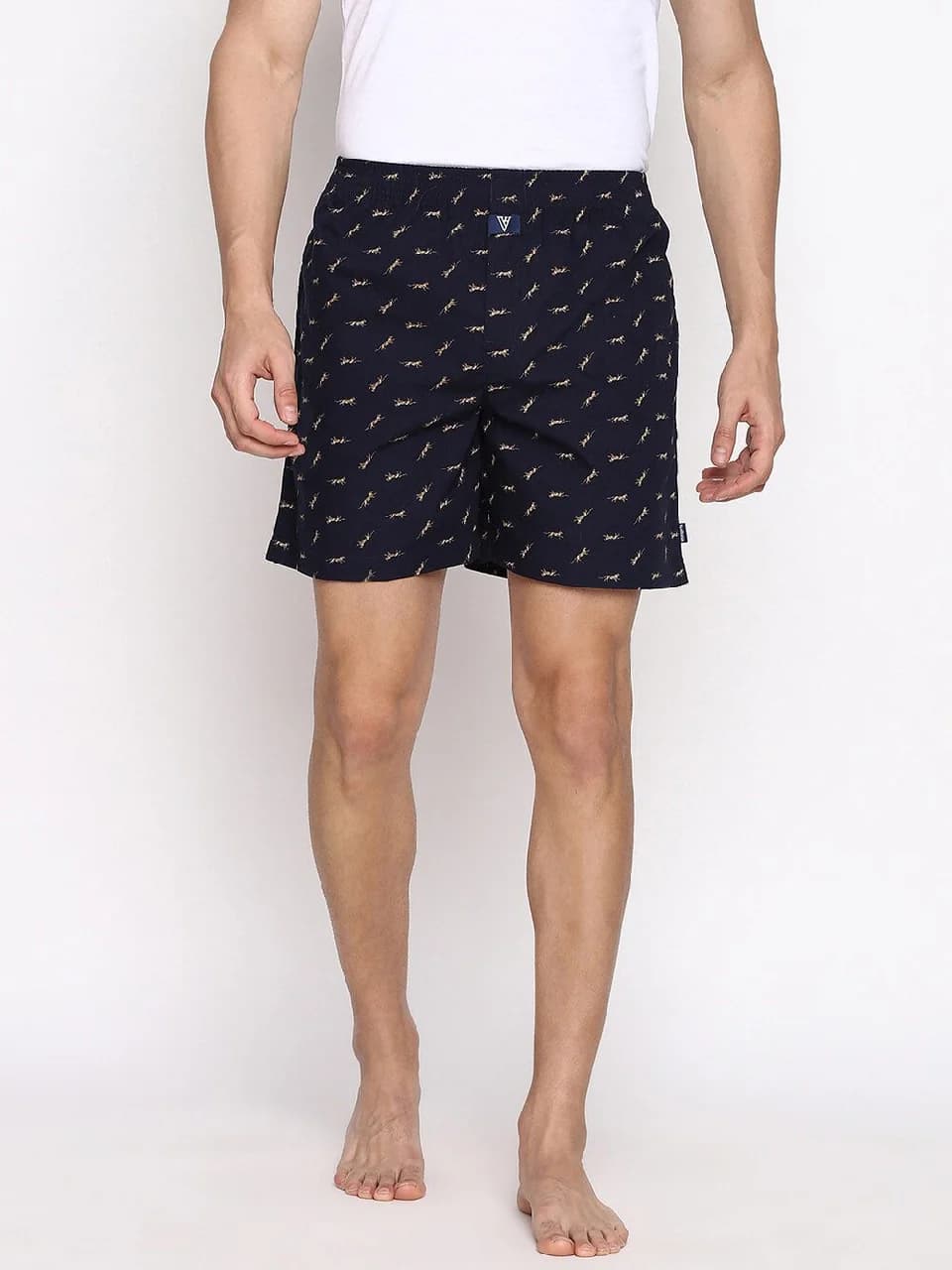 Men's Blue Regular Fit Side Pocket Side Slits Allover Print Boxer Shorts - Pack of 1
