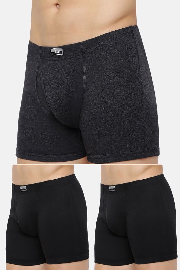 Men's Multicolor Combed Cotton Solid Anti Bacterial Boxer Briefs - Pack of 3