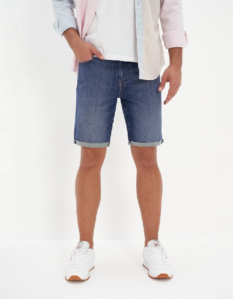Men's Navy Casual Solid Regular Fit Short