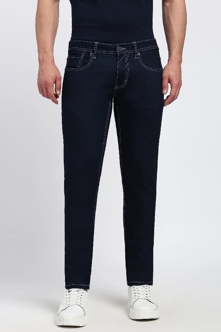 Men's Navy Casual Solid Skinny Fit Jeans