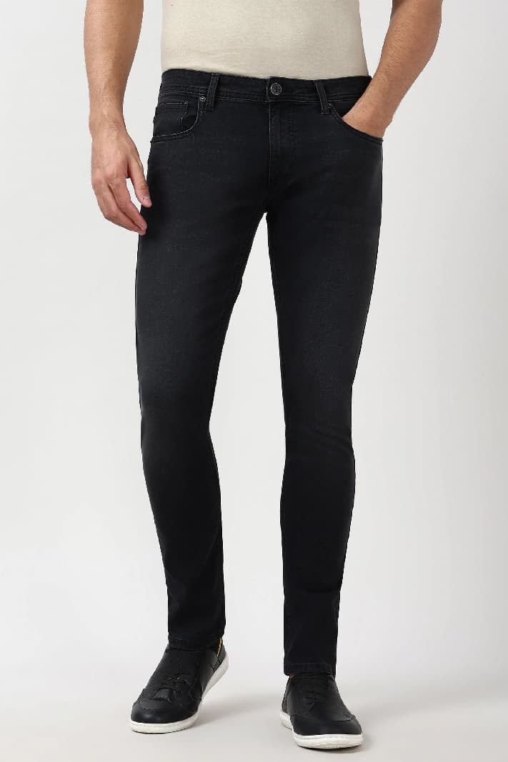 Men's Black Casual Solid Skinny Fit Jeans