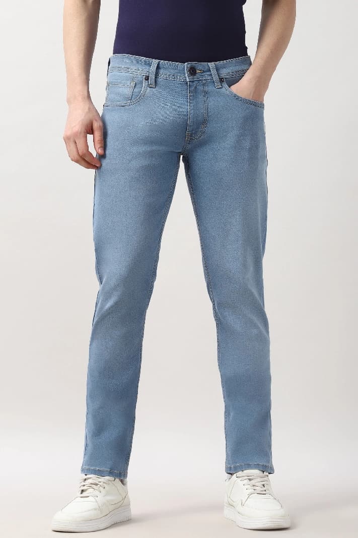 Men's Blue Casual Solid Skinny Fit Jeans