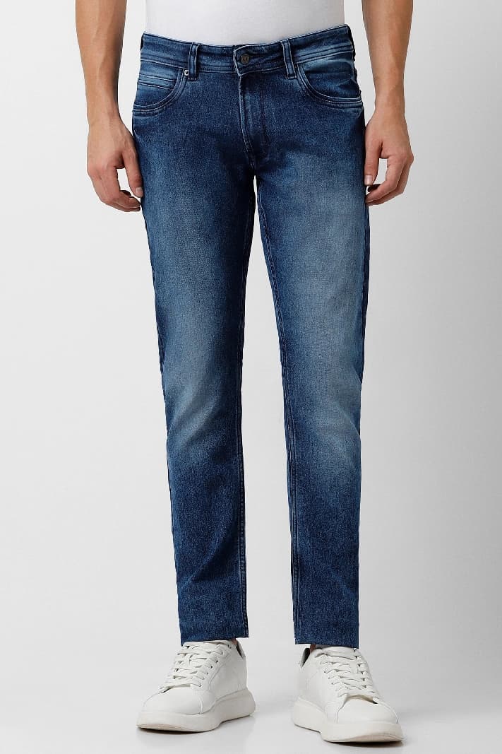 Men's Navy Casual Solid Skinny Fit Jeans