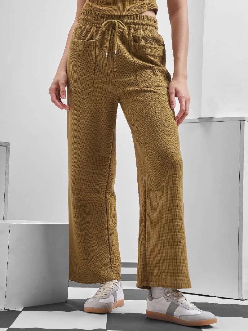 Women's Brown Casual Solid Regular Fit Trackpant