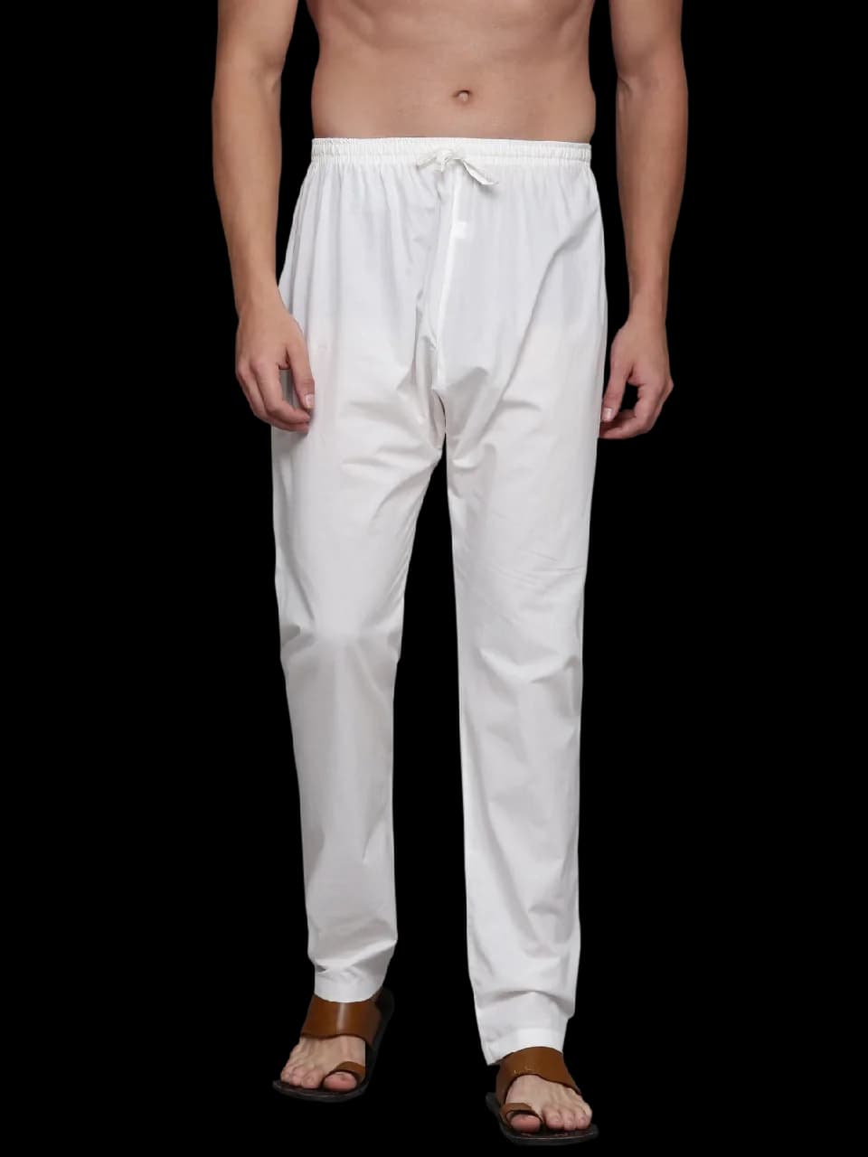 Men's Cream Festive Solid Regular Fit Pyjama