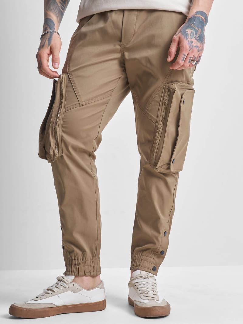Men's Brown Casual Solid Straight Fit Trouser