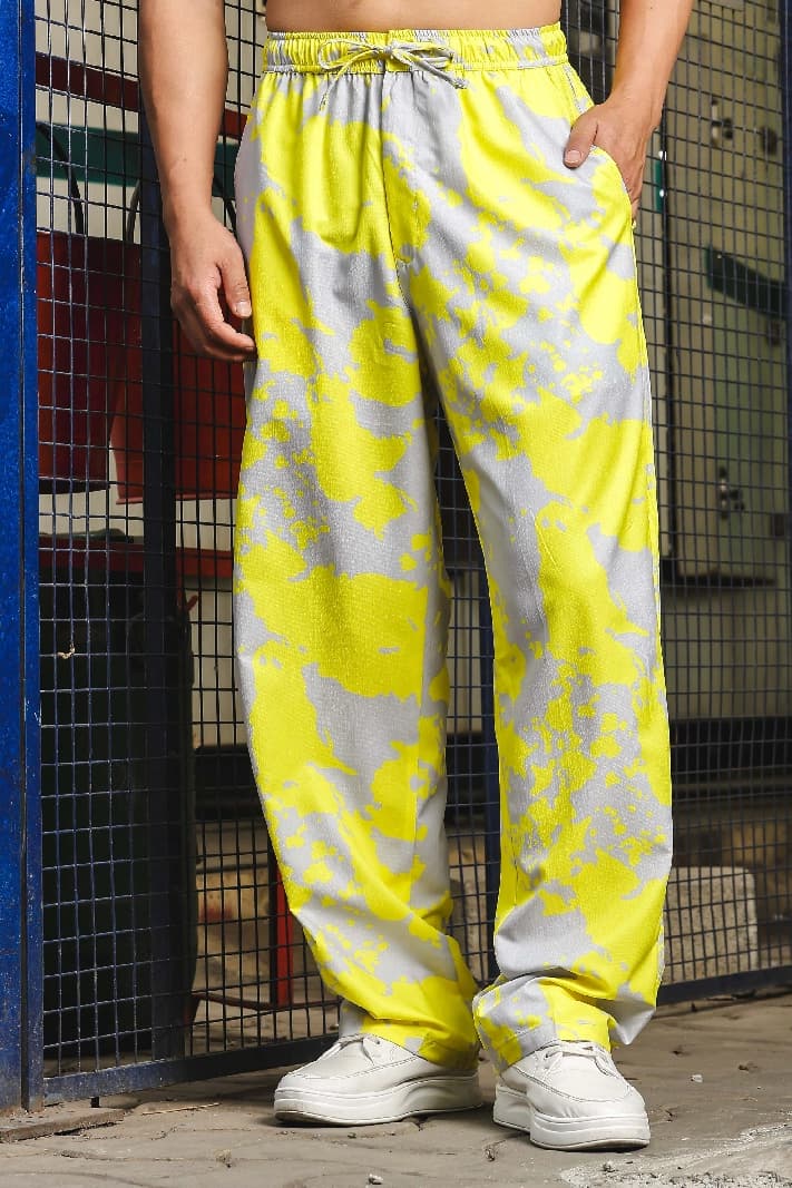 Unisex Grey Casual Printed Baggy Fit Trouser
