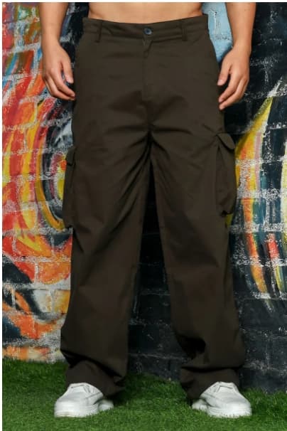 Unisex Green Casual Solid Baggy Fit Cargo