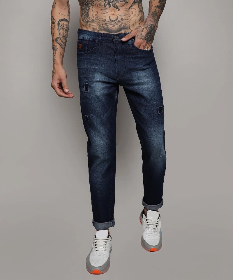 Men's Blue Casual Solid Jeans