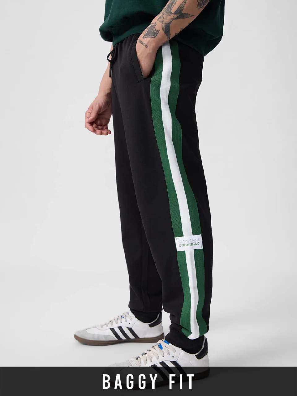 Men's Black Casual Solid Baggy Fit Jogger
