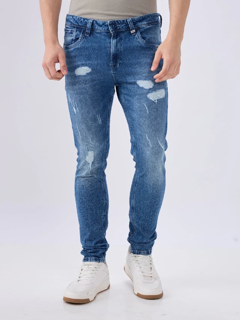 Men's Blue Casual Skinny Fit Jeans