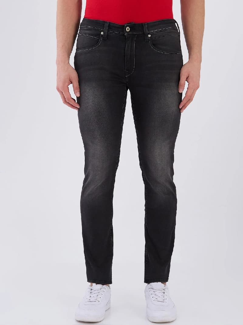 Men's Black Casual Solid Slim Fit Jeans