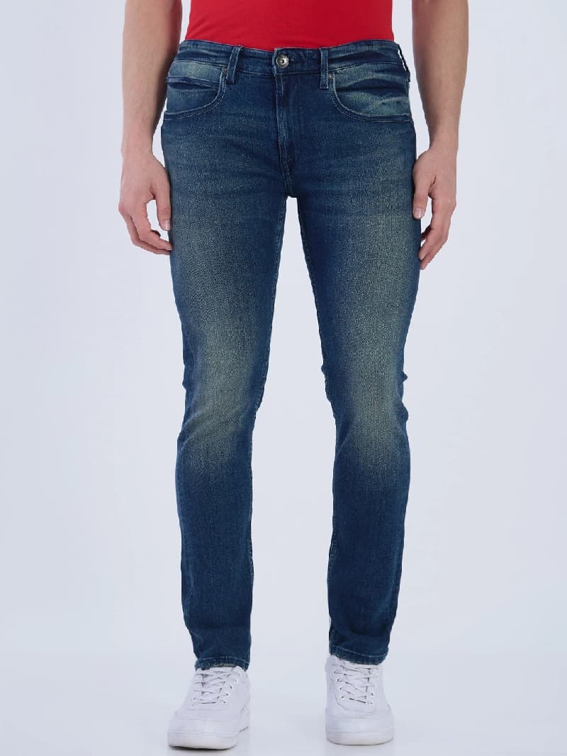 Men's Blue Casual Solid Tapered Fit Jeans