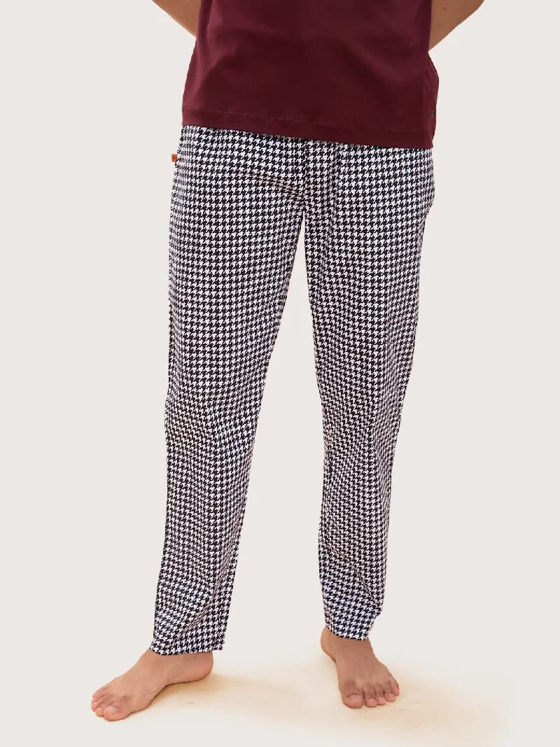 Men's Black Casual Checked Pyjama