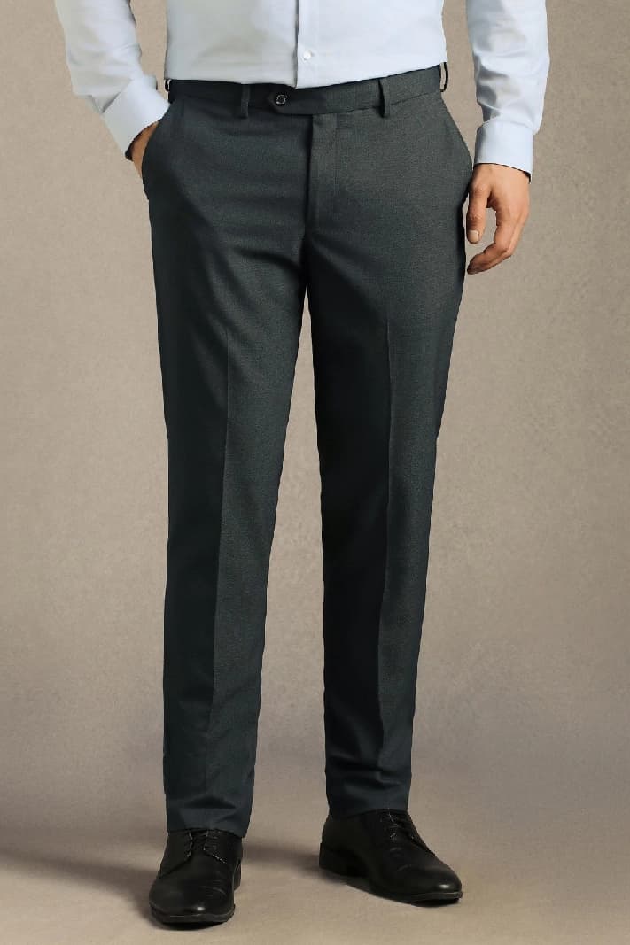 Men's Grey Formal Solid Slim Fit Trouser