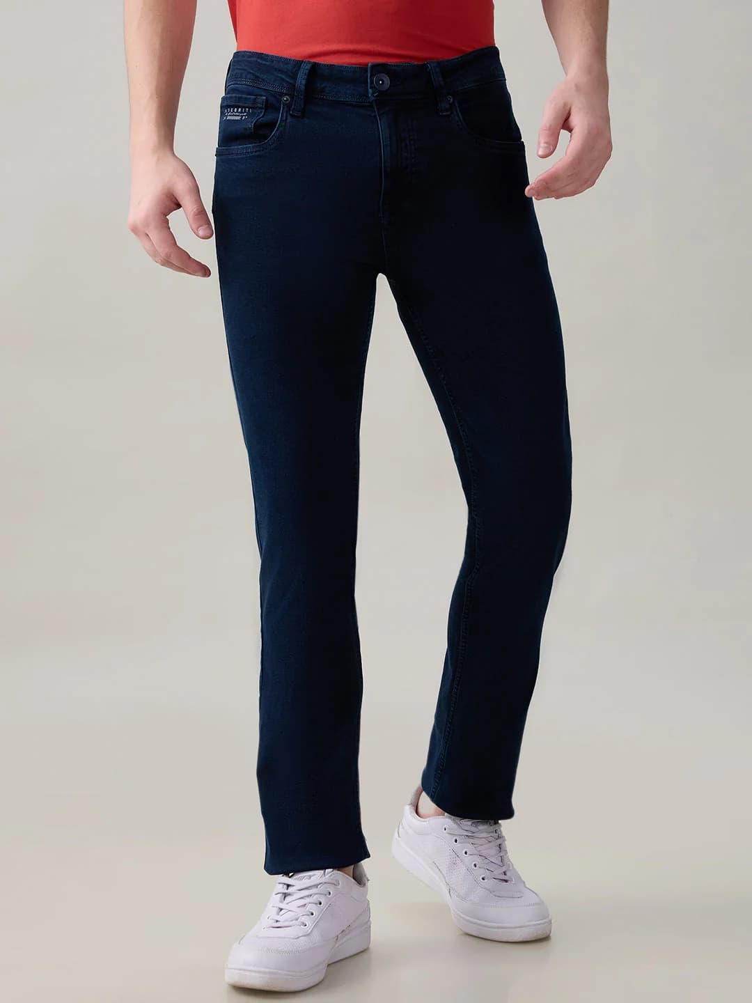 Men's Blue Casual Solid Slim Fit Jeans