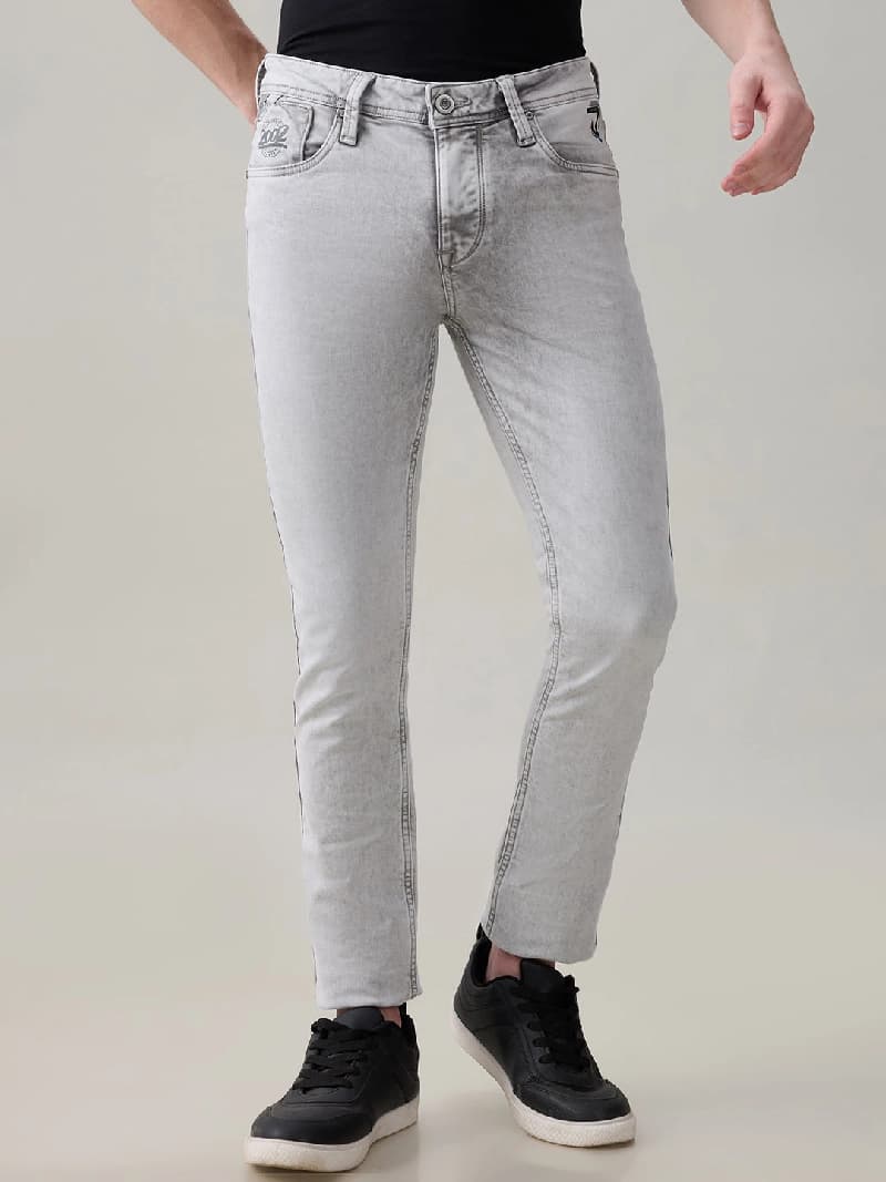 Men's Grey Casual Solid Skinny Fit Jeans