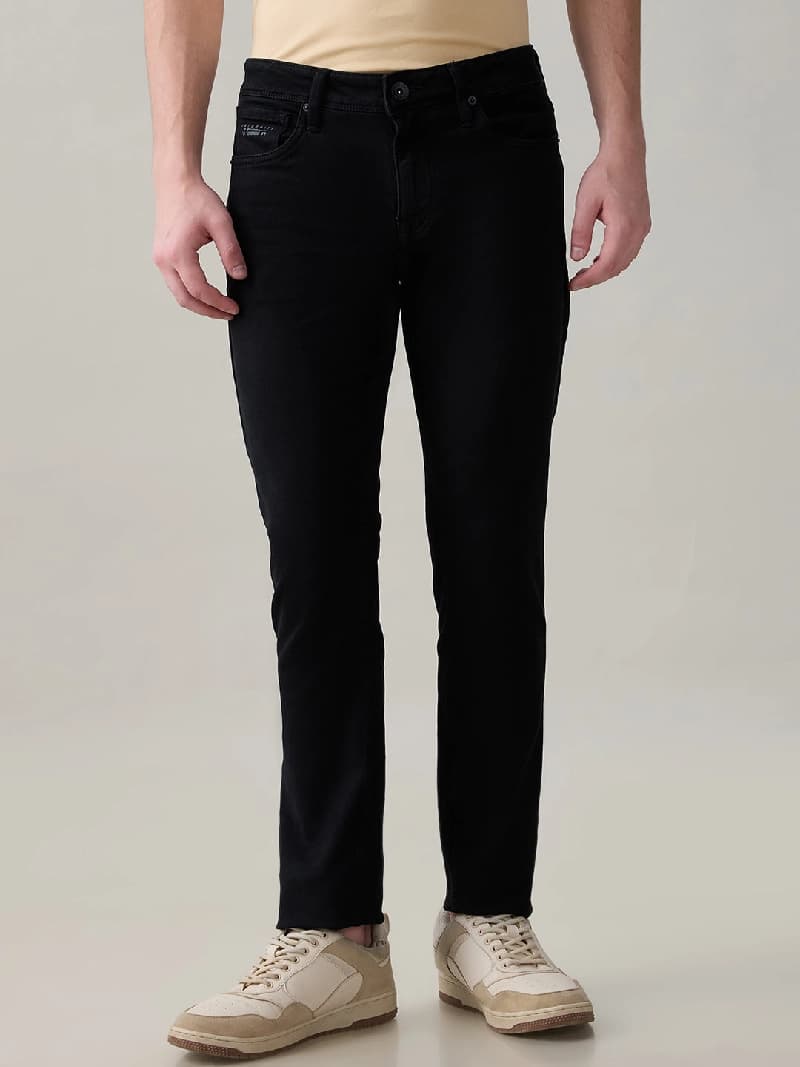Men's Black Casual Solid Skinny Fit Jeans