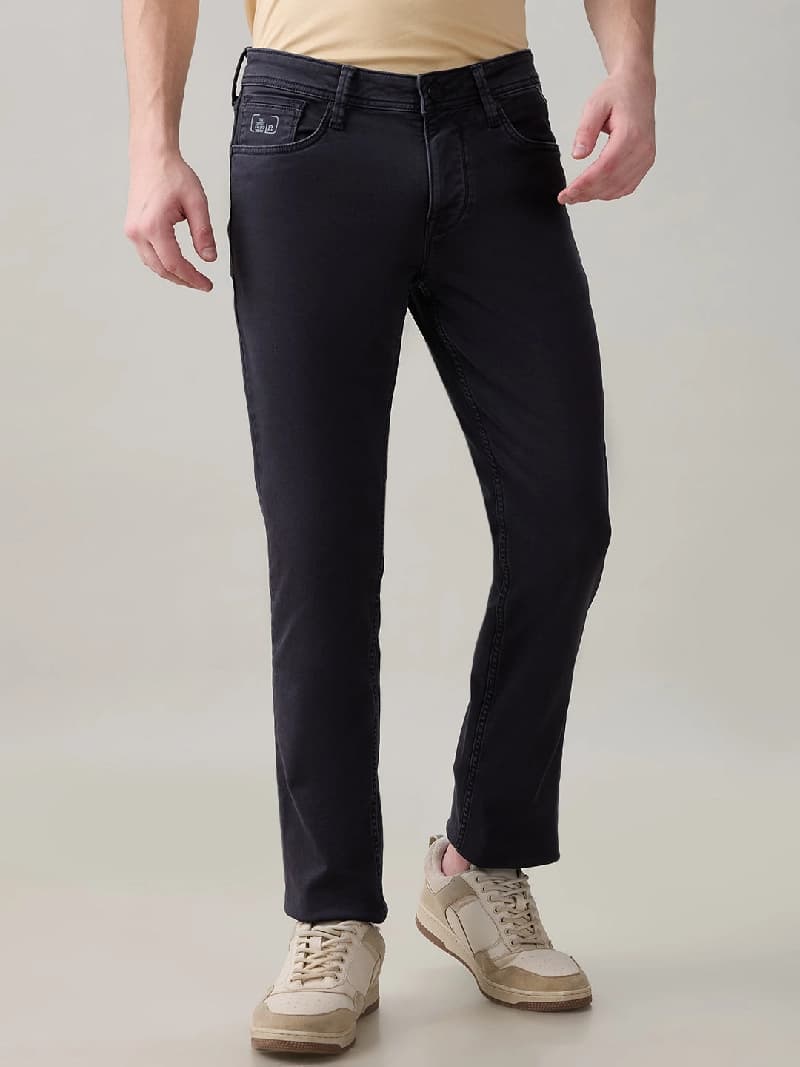 Men's Grey Casual Solid Slim Fit Jeans