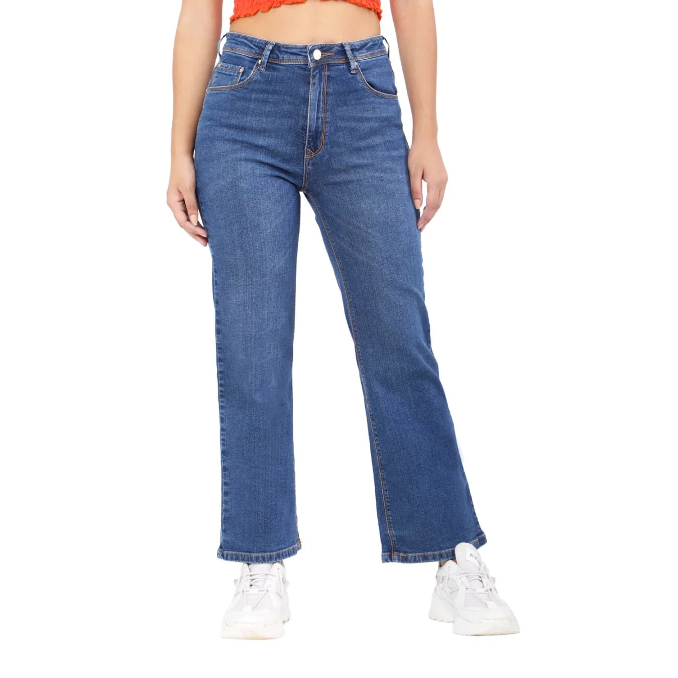 Women's Blue Casual Solid Straight Fit Jeans