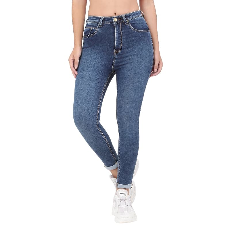 Women's Blue Casual Solid Slim Fit Jeans