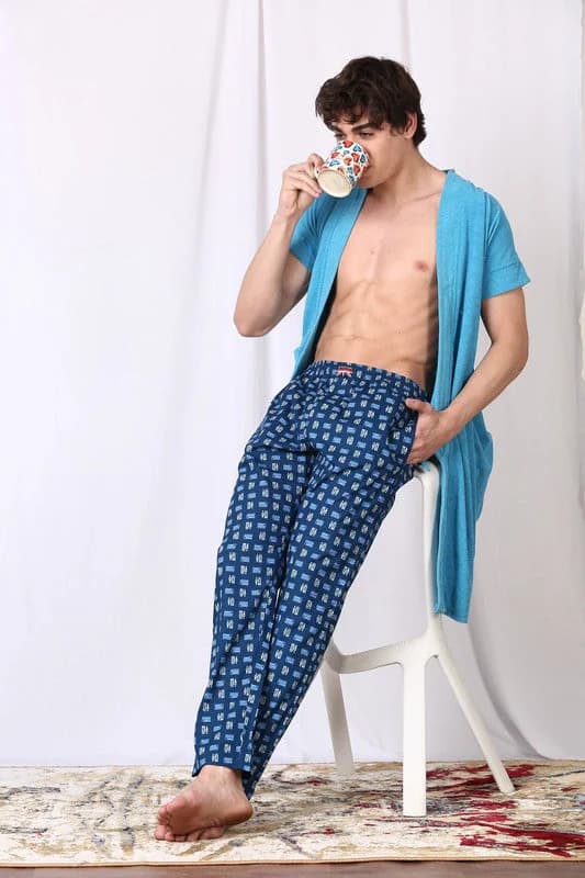 Men's Blue Casual Regular Fit Pyjama