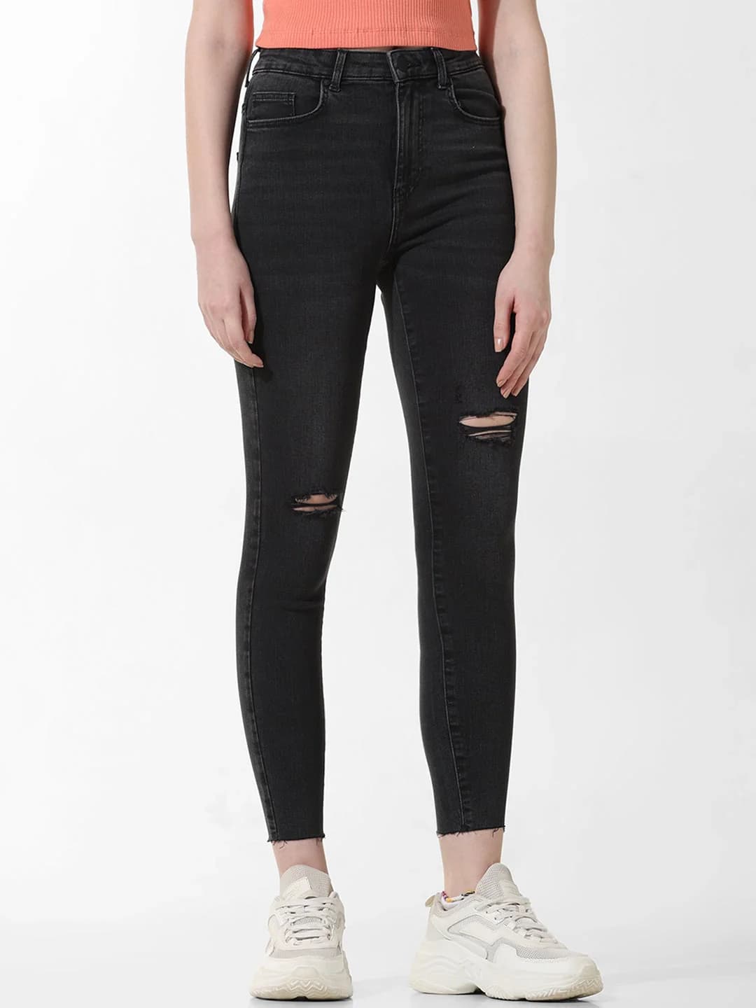 Women's Black Casual Solid Skinny Fit Jeans