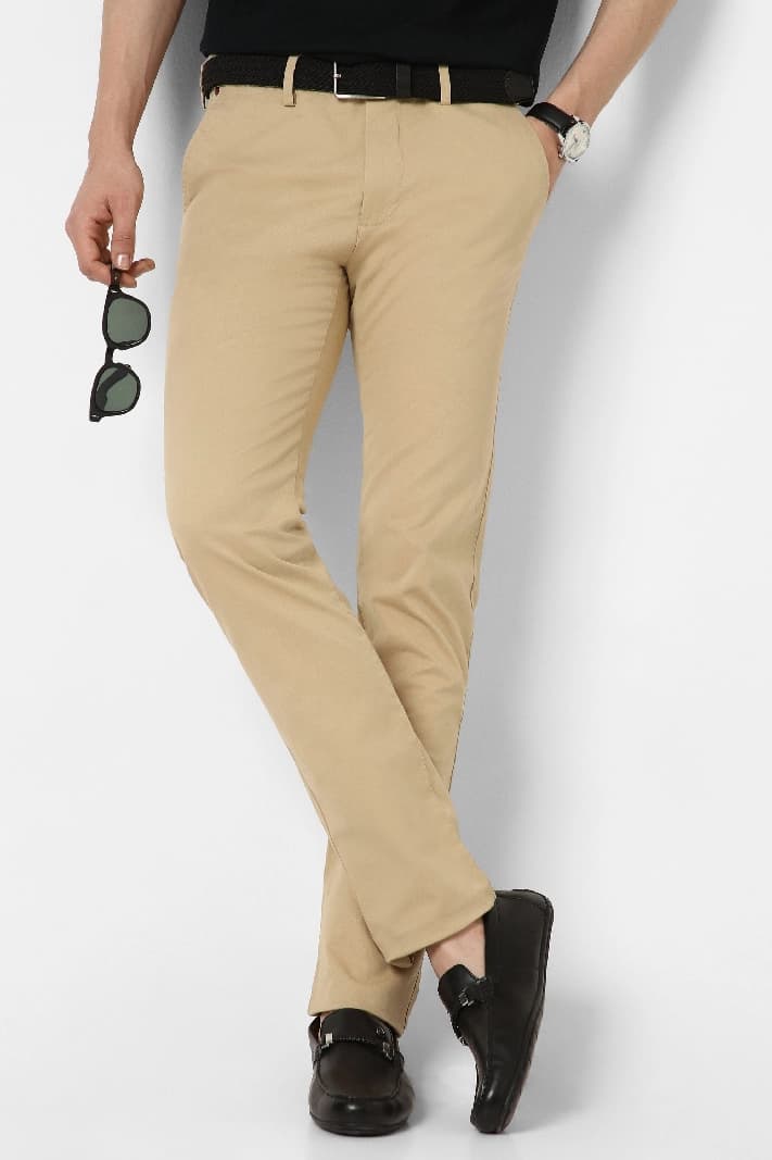 Men's Green Casual Solid Straight Fit Trouser