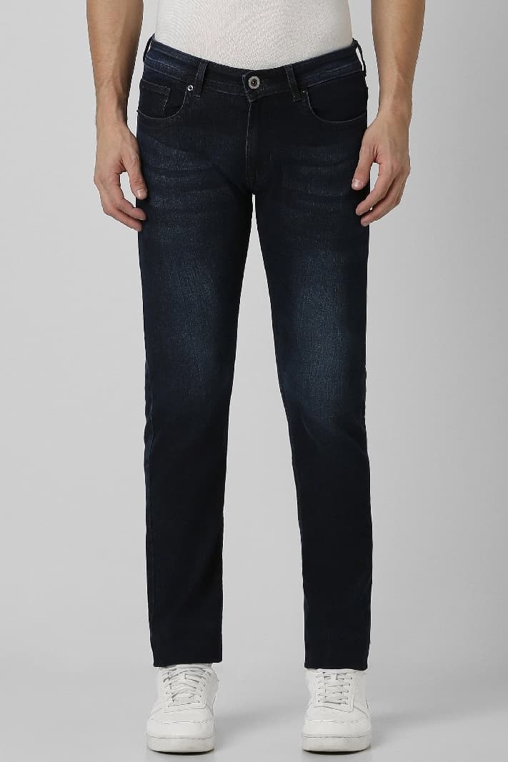 Men's Navy Casual Solid Skinny Fit Jeans