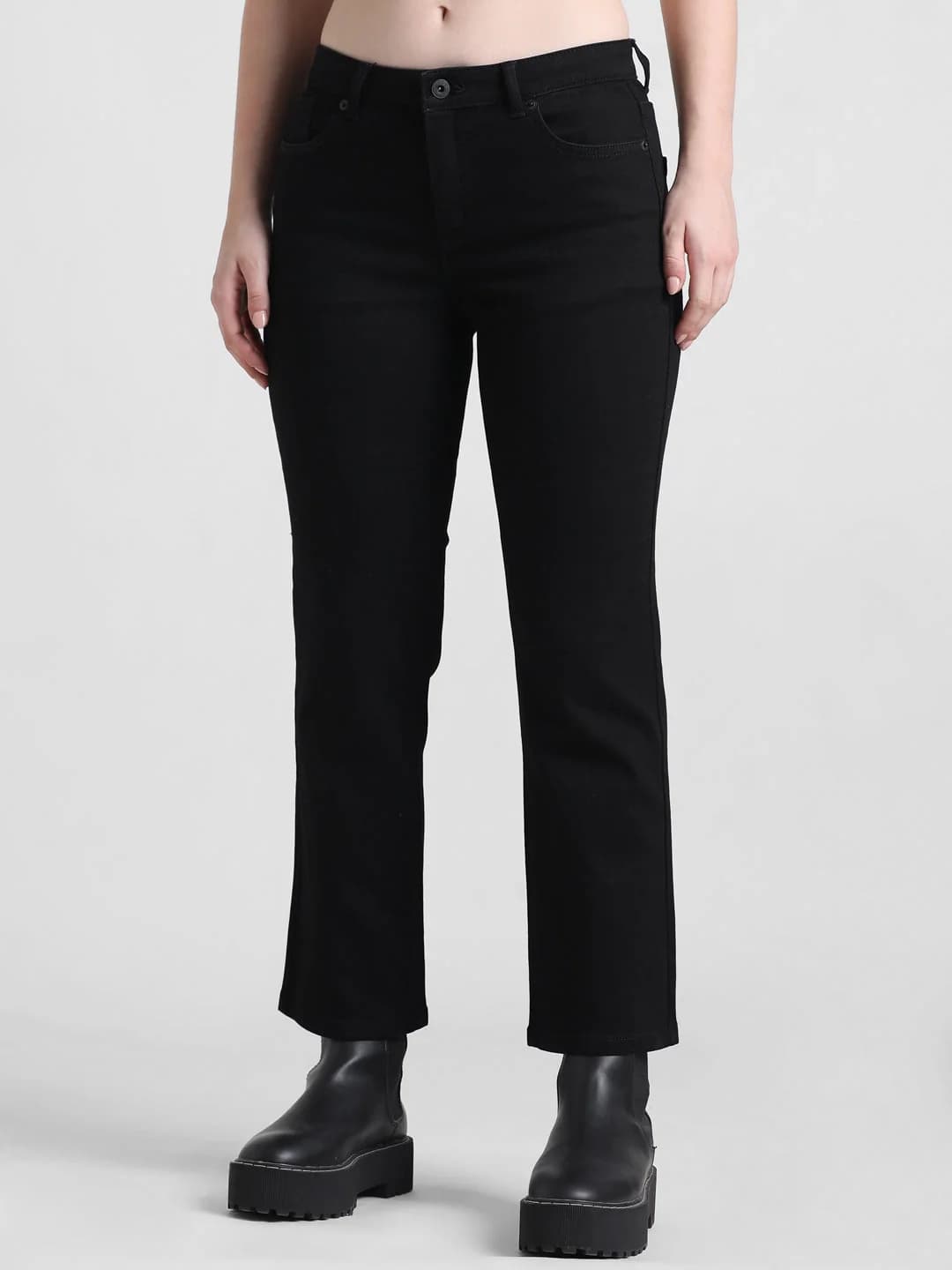 Women's Black Casual Solid Bootcut Fit Jeans