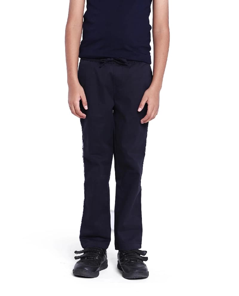 Boys Navy Casual Straight Fit Solid Trouser
