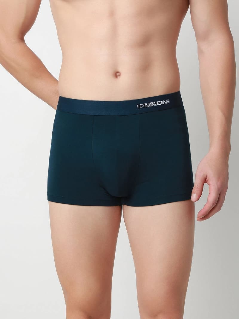Men's Teal Green Mid-Rise Solid Trunk
