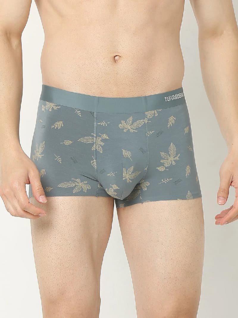 Men's Mid Grey Mid-Rise Printed Trunk