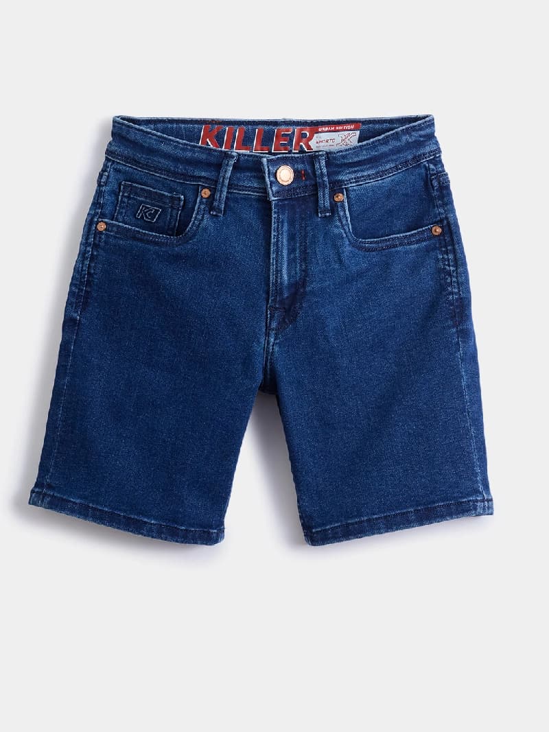Boys Blue Casual Solid Shorts