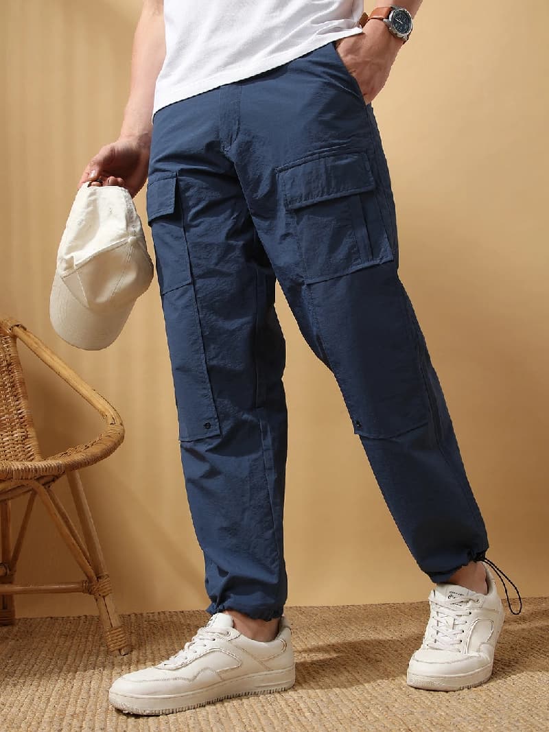 Men's Blue Casual Solid Regular Fit Jogger