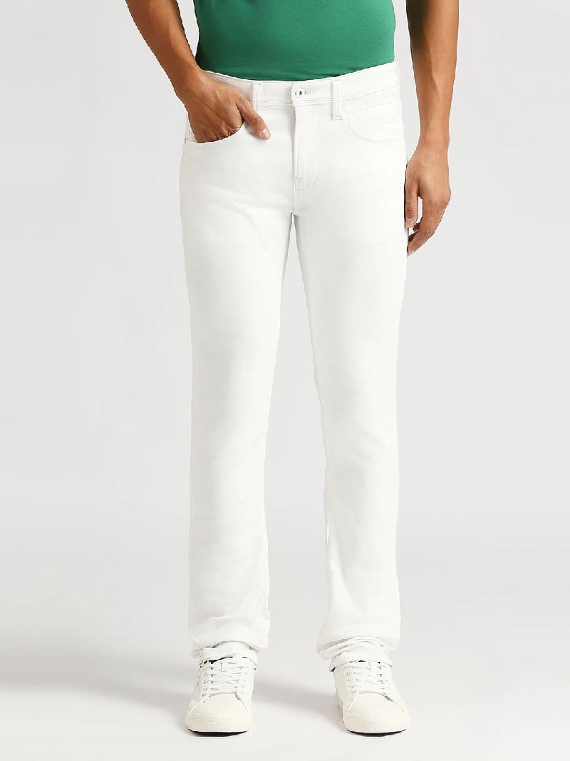 Men's White Casual Slim Fit Jeans