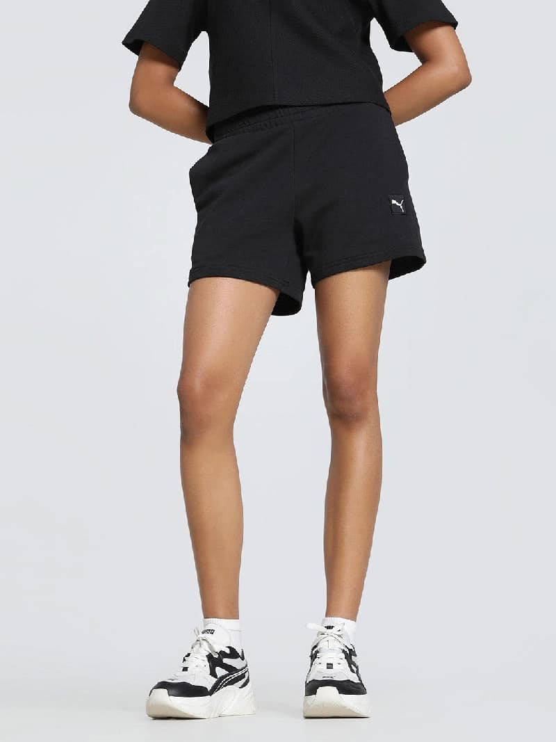 Women's Black Casual Solid Regular Fit Short