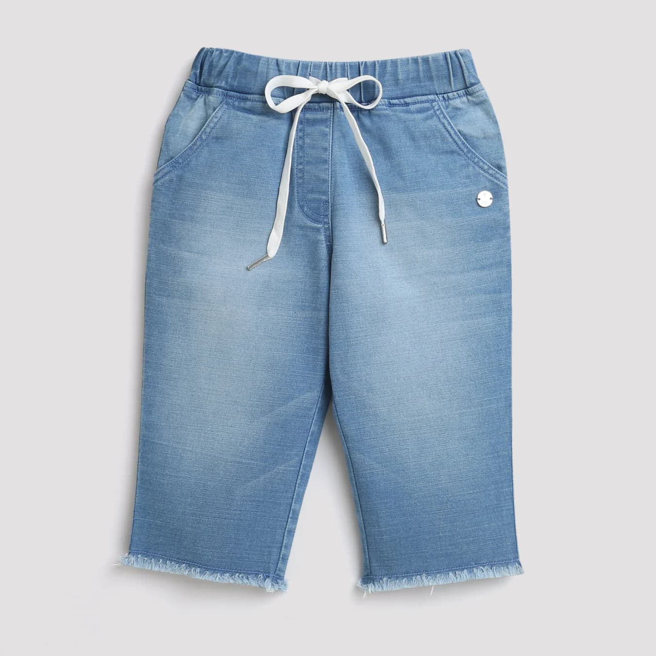 Girls Blue Regular Fit Cropped Non-Stretchable Jeans