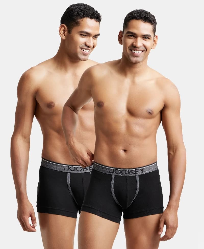 Men's Black Pure Cotton Trunks - Pack of 2