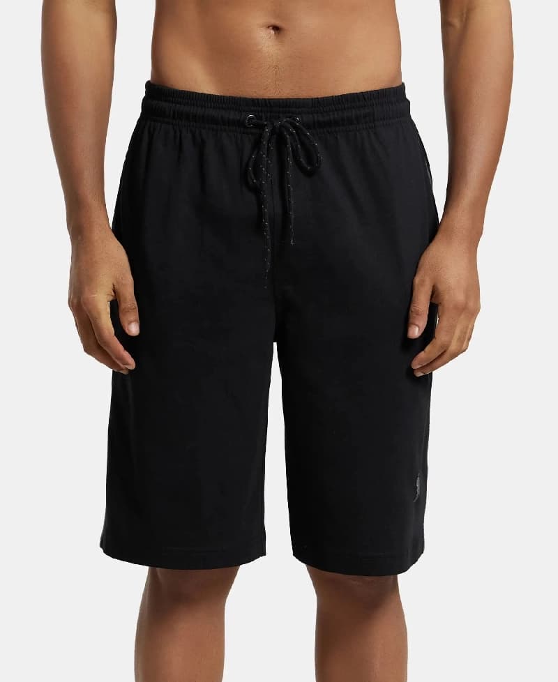 Men's Black Casual Solid Regular Fit Short