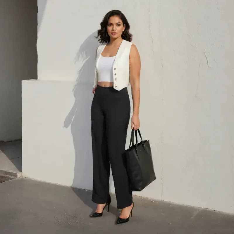 Women's Black Formal Solid Trouser