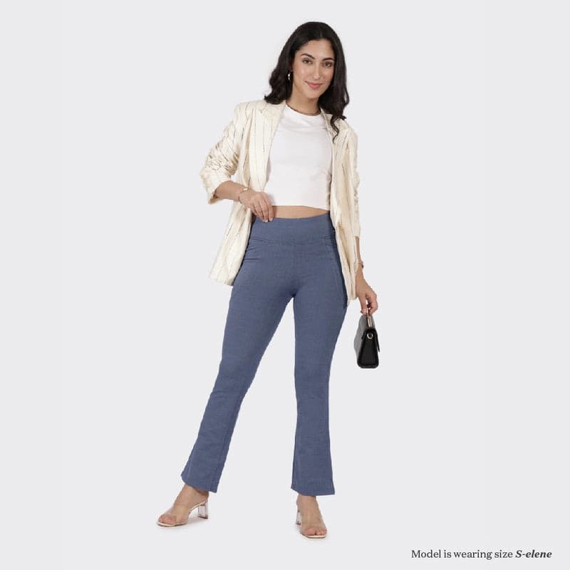 Women's Blue Casual Solid Trouser