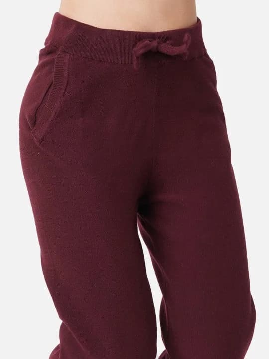Women's Red Sports Solid Trackpant