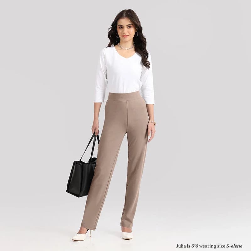 Women's Brown Sports Solid Trouser