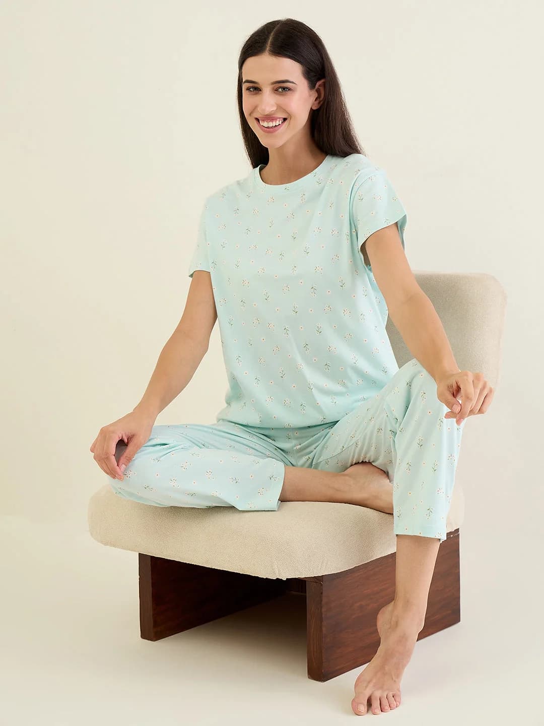 Women's Green Casual Night Suit
